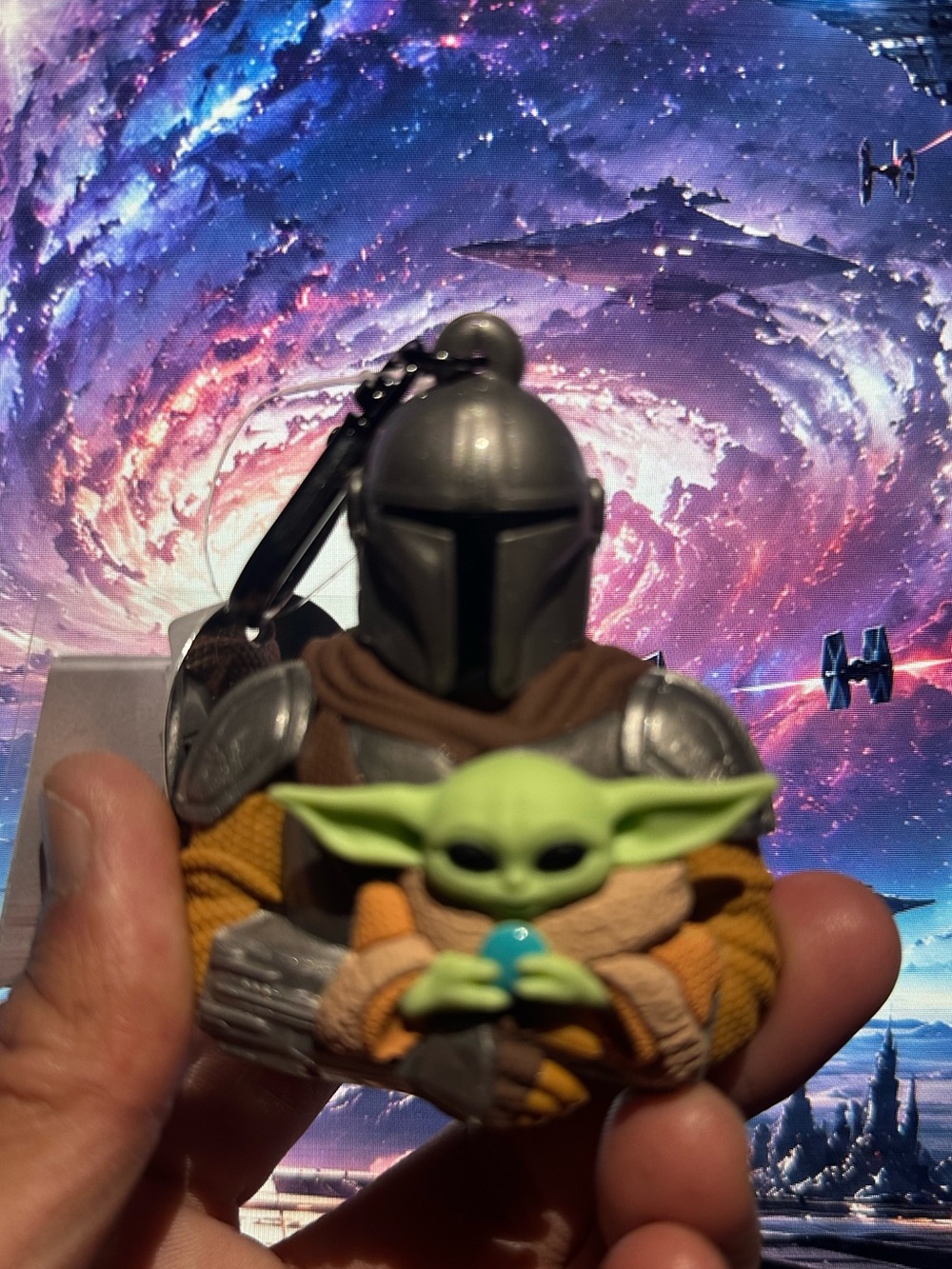 Bath & Body Works Green Baby Yoda & Silver Mandalorian Lip Balm Keychain